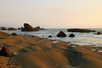 Sandy beach with small dunes on the Pacific coast