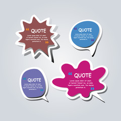 Colored text bubble set speech box vector template design