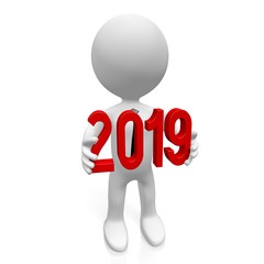 2019 New Year concept - cartoon character