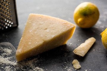 Close up of cheese with lemon