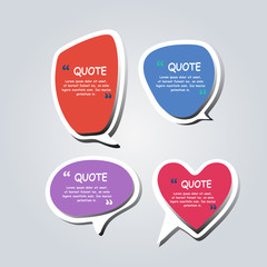 Colored text bubble set speech box vector template design