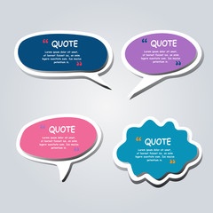 Colored text bubble set speech box vector template design