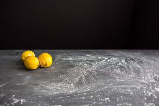 Lemons on kitchen worktop