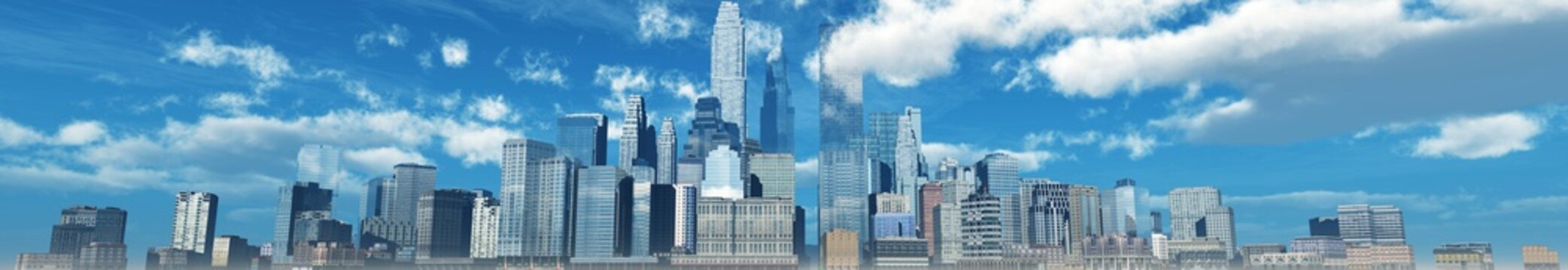 modern city, panorama of a city landscape against the sky with clouds,
