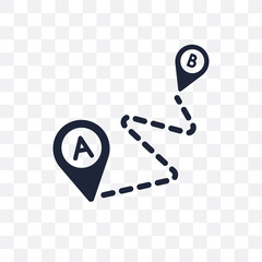 Path A to B transparent icon. Path A to B symbol design from Maps and locations collection. - 233812381