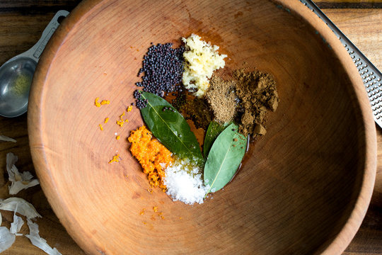 Close up spices in bowl