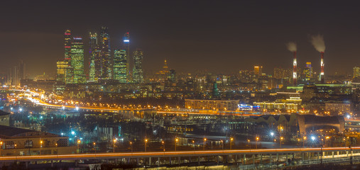 Fototapeta na wymiar City Lights of Downtown Moscow
