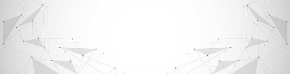 Geometric abstract background with connected dots and lines. Molecular structure and communication. Digital technology background and network connection.