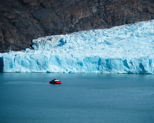 Glacier and boat in Patagonia