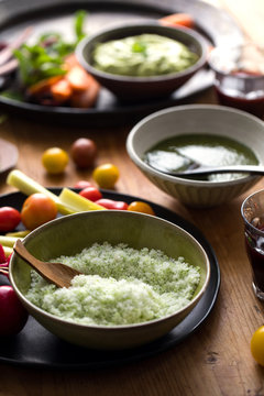 Close up of sweet lime salt in bowl 
