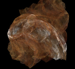 Brown white fractal on black background. Fantasy fractal texture. Digital art. 3D rendering. Computer generated image.