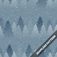 seamless pattern. Spruce forest in the snow. Scandinavian style. Endless ornament. Vector illustration.