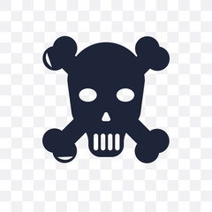 Skull and bones transparent icon. Skull and bones symbol design from Nautical collection.