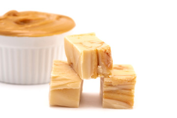 Swirly Peanut Butter Fudge Isolated on a White Background