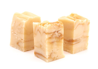 Swirly Peanut Butter Fudge Isolated on a White Background