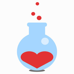 Flask with a love heart. Love formula