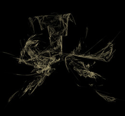 Olive fractal on black background. Fantasy fractal texture. Digital art. 3D rendering. Computer generated image.