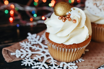 festive dessert cupcakes with new year decor