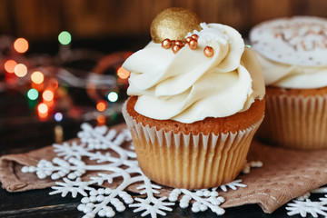 festive dessert cupcakes with new year decor