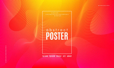 Abstract Wave Poster with Color Fluid Shapes.