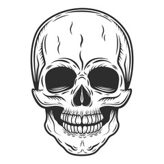 Skull monochrome style isolated vector on white background