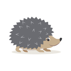 Icon of gray hedgehog isolated, forest, woodland animal, vector illustration for children book or decoration