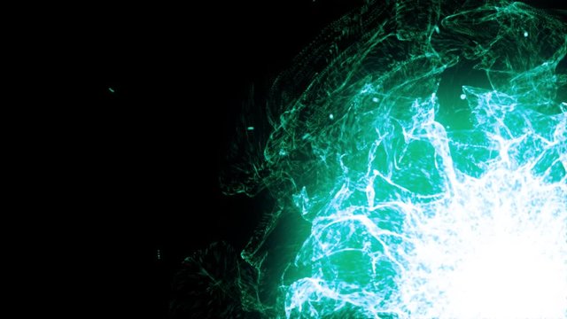 Glowing green plasma bursts with energy (Loop).