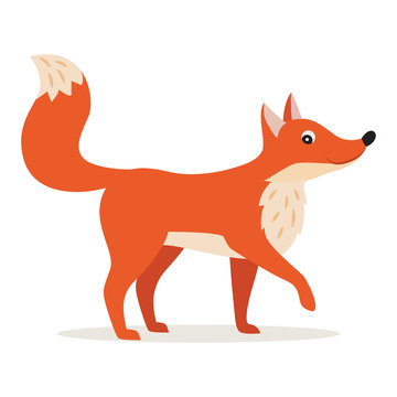 Icon of funny cute red fox isolated, forest, woodland animal, vector illustration for children book or decoration