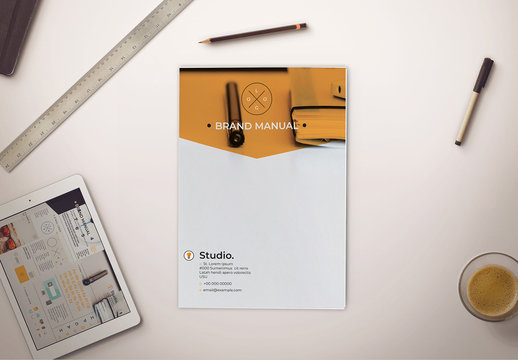 Bifold Brand Identity Manual with Orange Accents