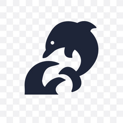 Dolphin on water waves transparent icon. Dolphin on water waves symbol design from Summer collection.