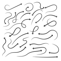 Set of hand drawn arrows. Vector illustration.