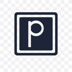 Parking sign transparent icon. Parking sign symbol design from Traffic signs collection.