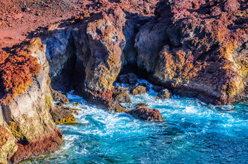 Fototapeta na wymiar Rocks on North-west coast of Tenerife near Punto Teno Lighthouse