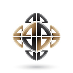 Black and Beige Abstract Ornamental Bow Shapes Vector Illustration