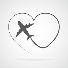 Flight of the plane and its way. Vector illustration © chekman