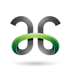 Black and Green Bold Curvy Letters A and G Vector Illustration