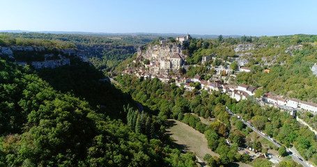 Fototapeta premium French village in aerial view, Rocamadour France