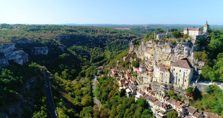 Fototapeta premium French village in aerial view, Rocamadour France