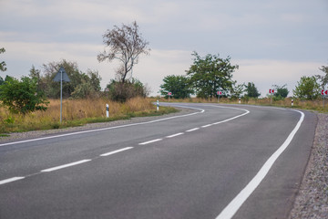 Asphalt road with road markings