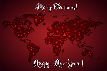 New Year and Cristmas world map