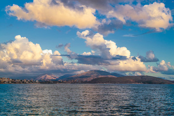 View of Saranda town along the coast, Albania