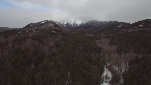 Aerial view of snow in Adirondack Mountains