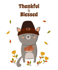 Happy Thanksgiving, greeting card, poster or flyer for holiday