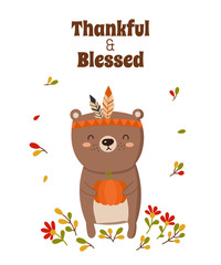 Happy Thanksgiving, greeting card, poster or flyer for holiday