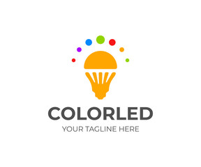 LED light bulb logo design. LED lamp vector design. LED lighting logotype