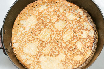Pancake on old cast iron skillet
