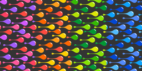 Multicolor drops on dark background, abstract vector seamless pattern for textile, prints, wallpaper, wrapping paper, web etc.