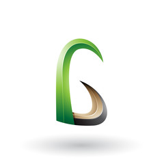 Green and Black 3d Horn Like Letter G Vector Illustration