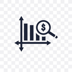 Dollar analysis bars transparent icon. Dollar analysis bars symbol design from Analytics collection.