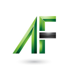 Green and Black Glossy Dual Letters of A and F Vector Illustration